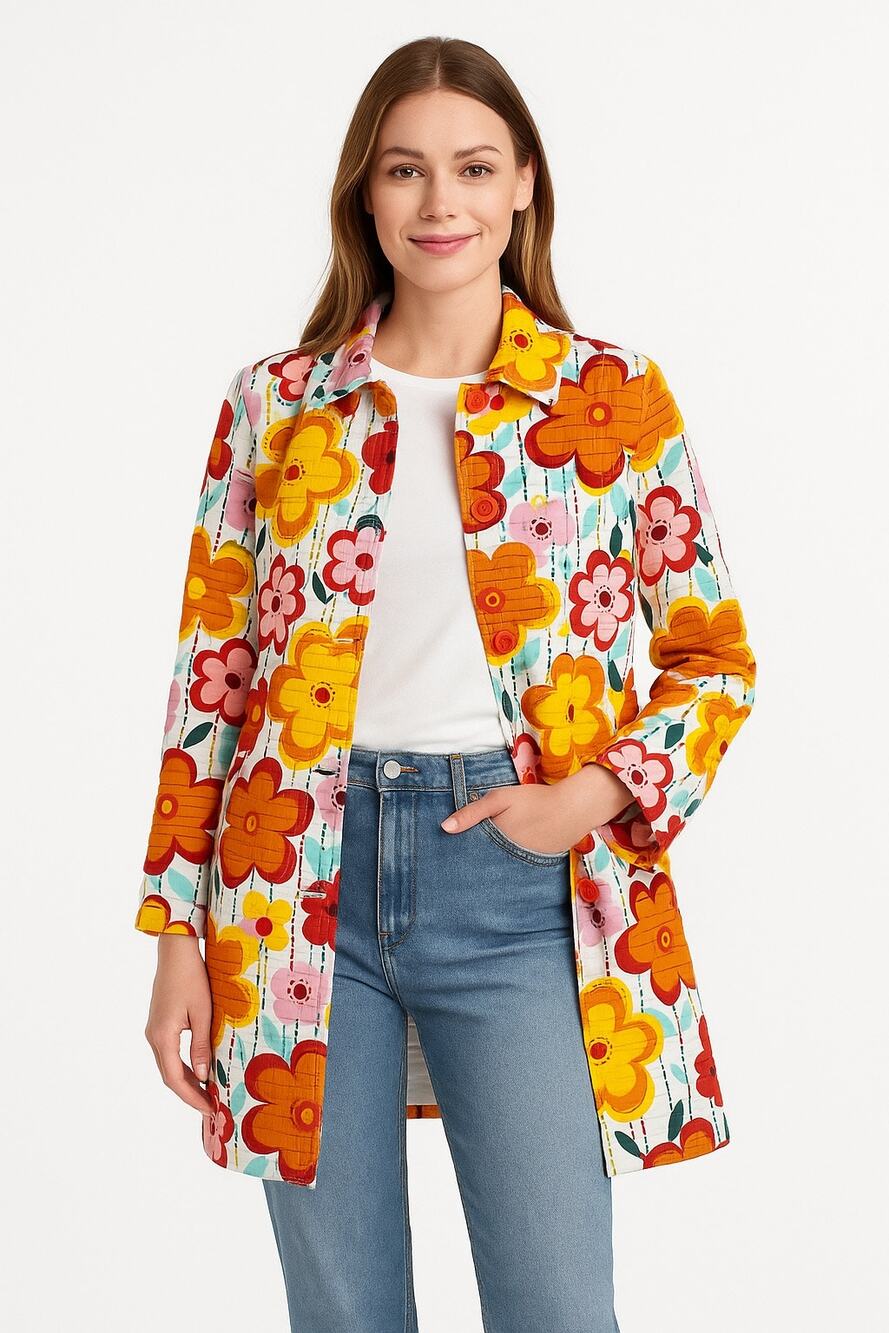 NWT Y2K Harvé Benard Floral Raincoat Size 14 – Retro Mod Flower Print vintage